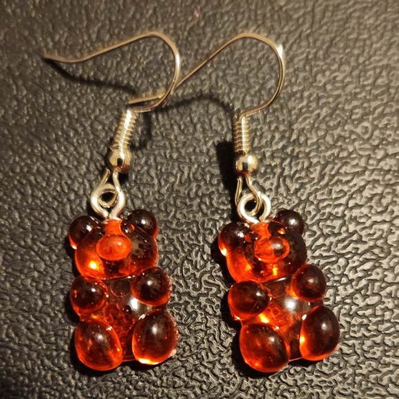 Red Gummy Bear Dangle Earrings Candy Earring Studs NWT Gift Idea Girls Women - Picture 5 of 5